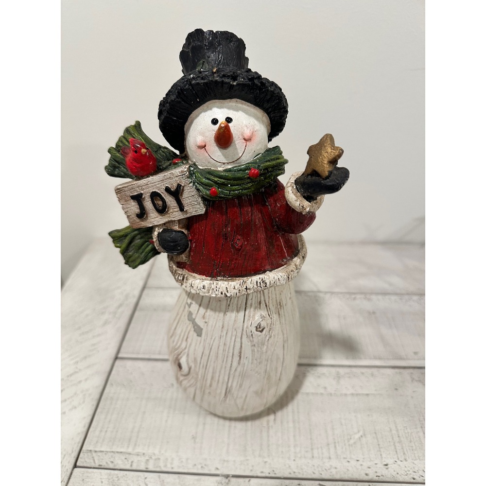 Hobby Lobby Heartland Holiday Snowman Figurine Joy Sign Red Cardinal HL 9134897
